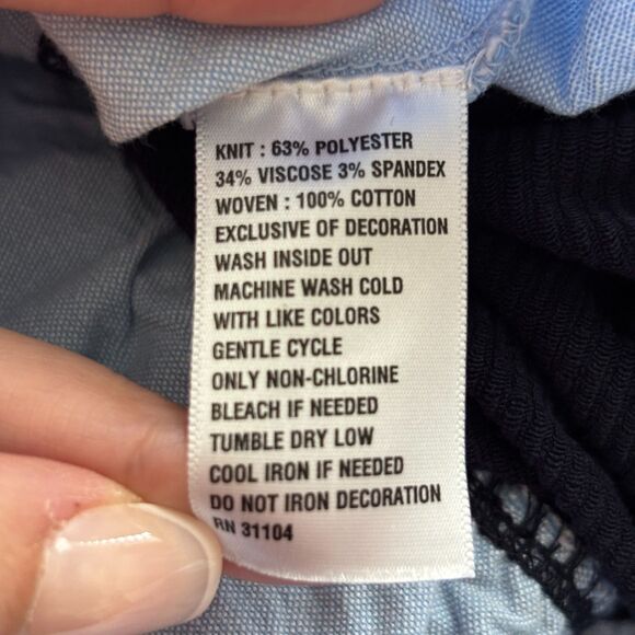 Crown & Ivy Women Top Navy Blue Queen Bee Patch Layer Shirt Peplum 0X XL C214 - Picture 9 of 10